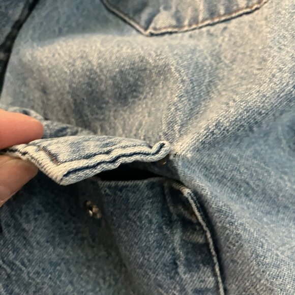 Y2K Wrangler Shirt Mens Blue Cotton Denim Western Pearl Snap Cowboy Vintage - Picture 8 of 8